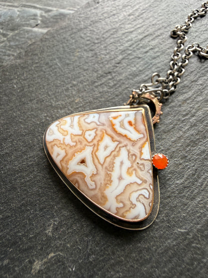 Plume Agate Pendant with Citrine