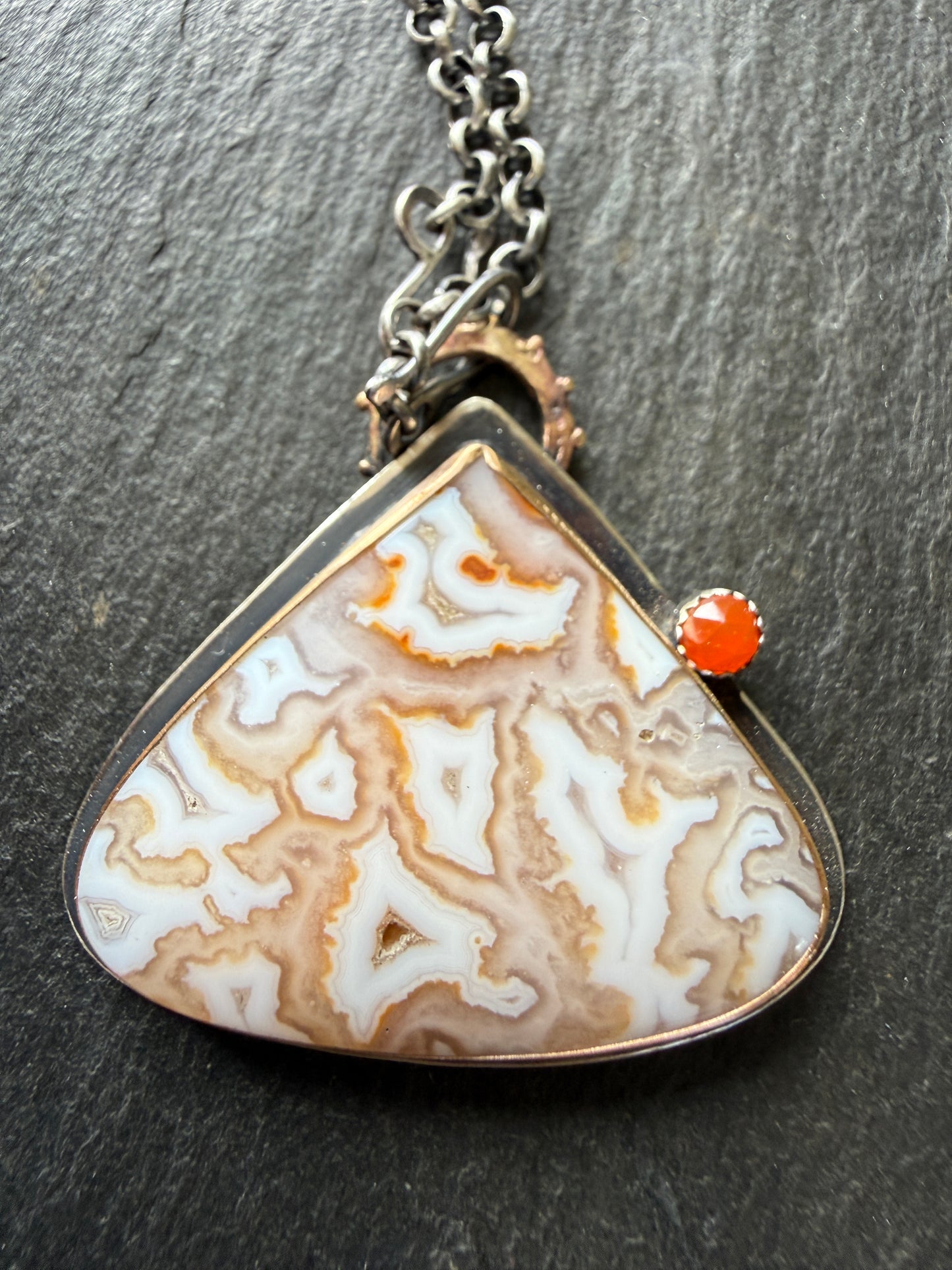 Plume Agate Pendant with Citrine