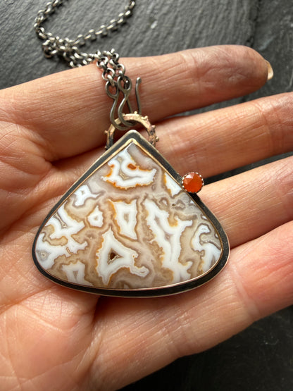 Plume Agate Pendant with Citrine