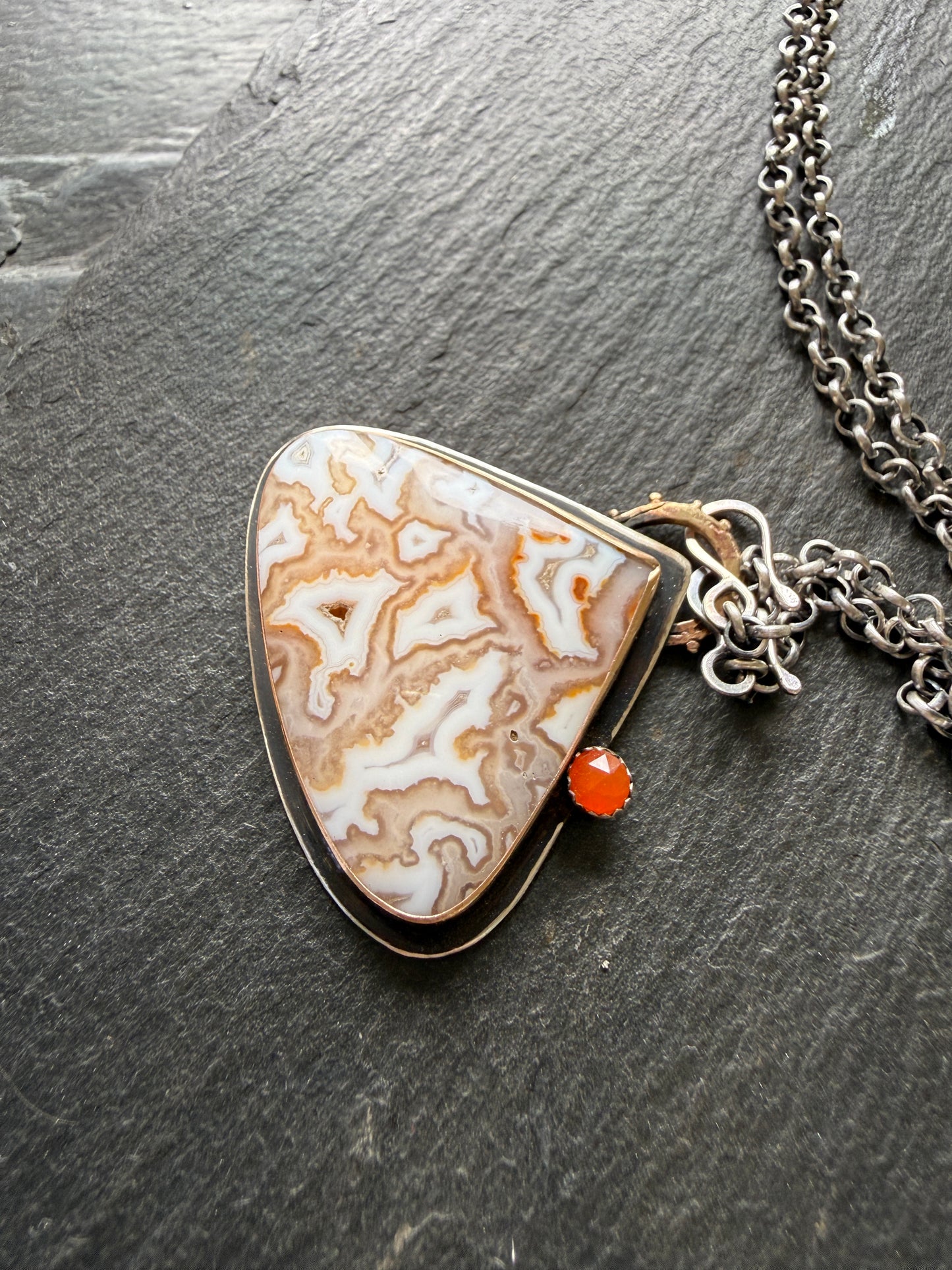 Plume Agate Pendant with Citrine