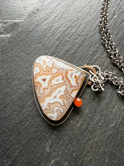 Plume Agate Pendant with Citrine