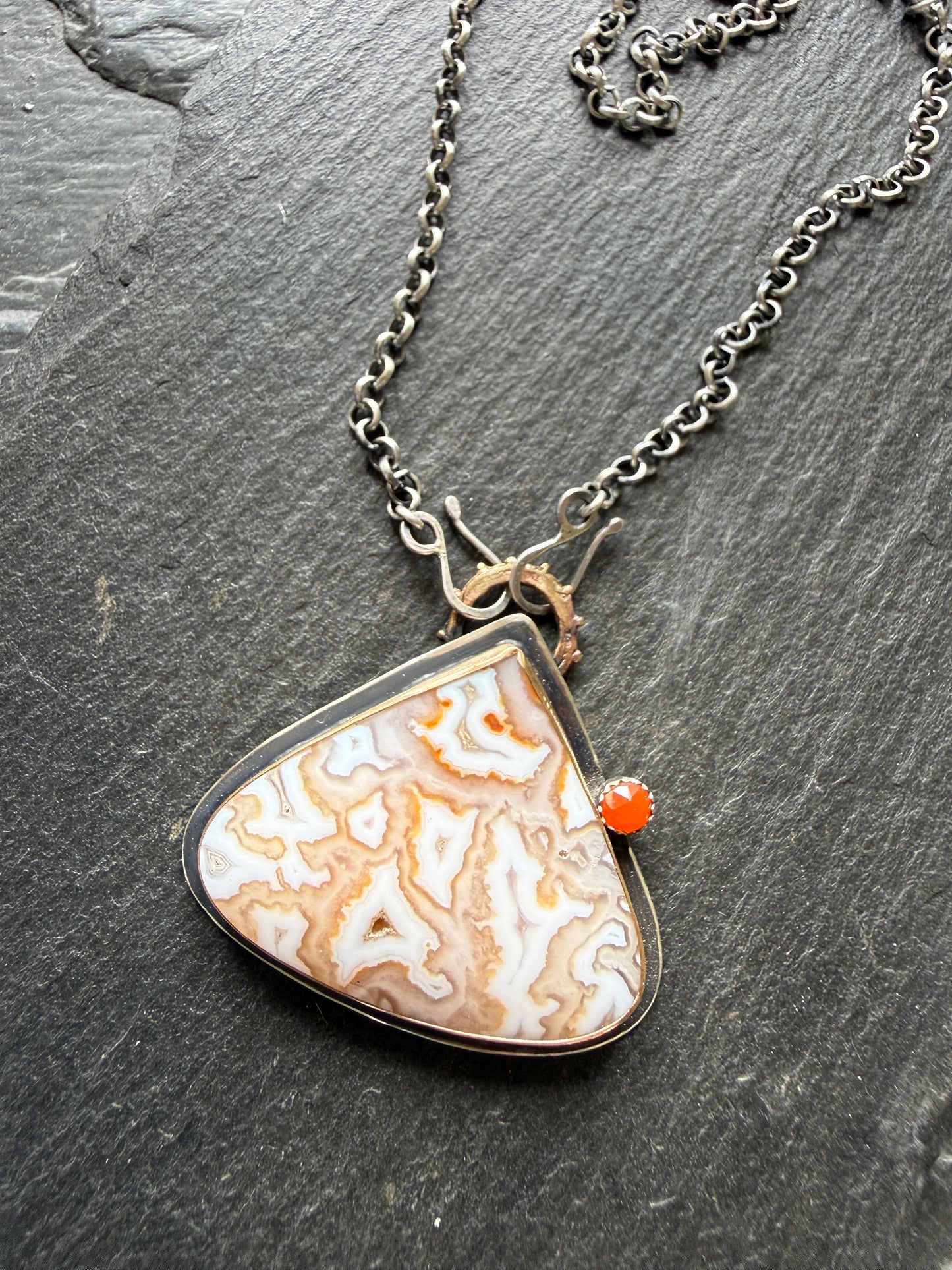 Plume Agate Pendant with Citrine