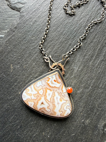 Plume Agate Pendant with Citrine
