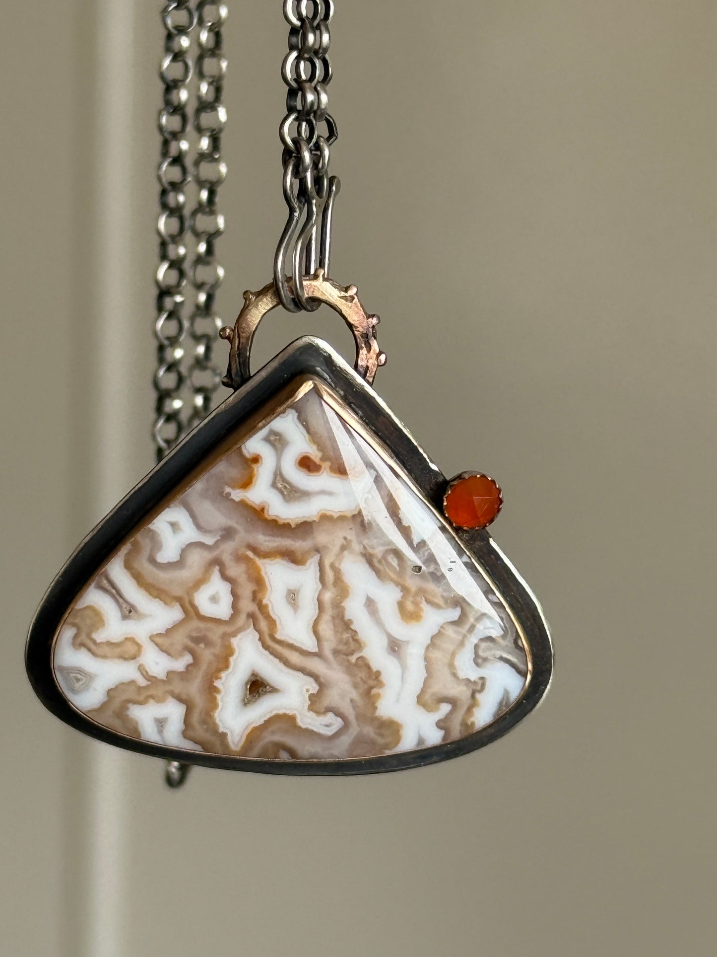 Plume Agate Pendant with Citrine