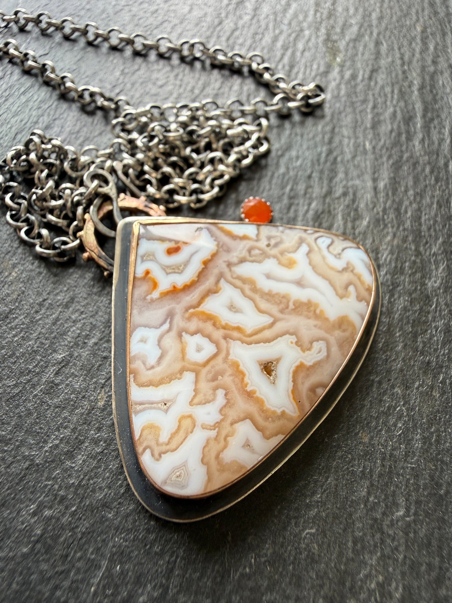 Plume Agate Pendant with Citrine