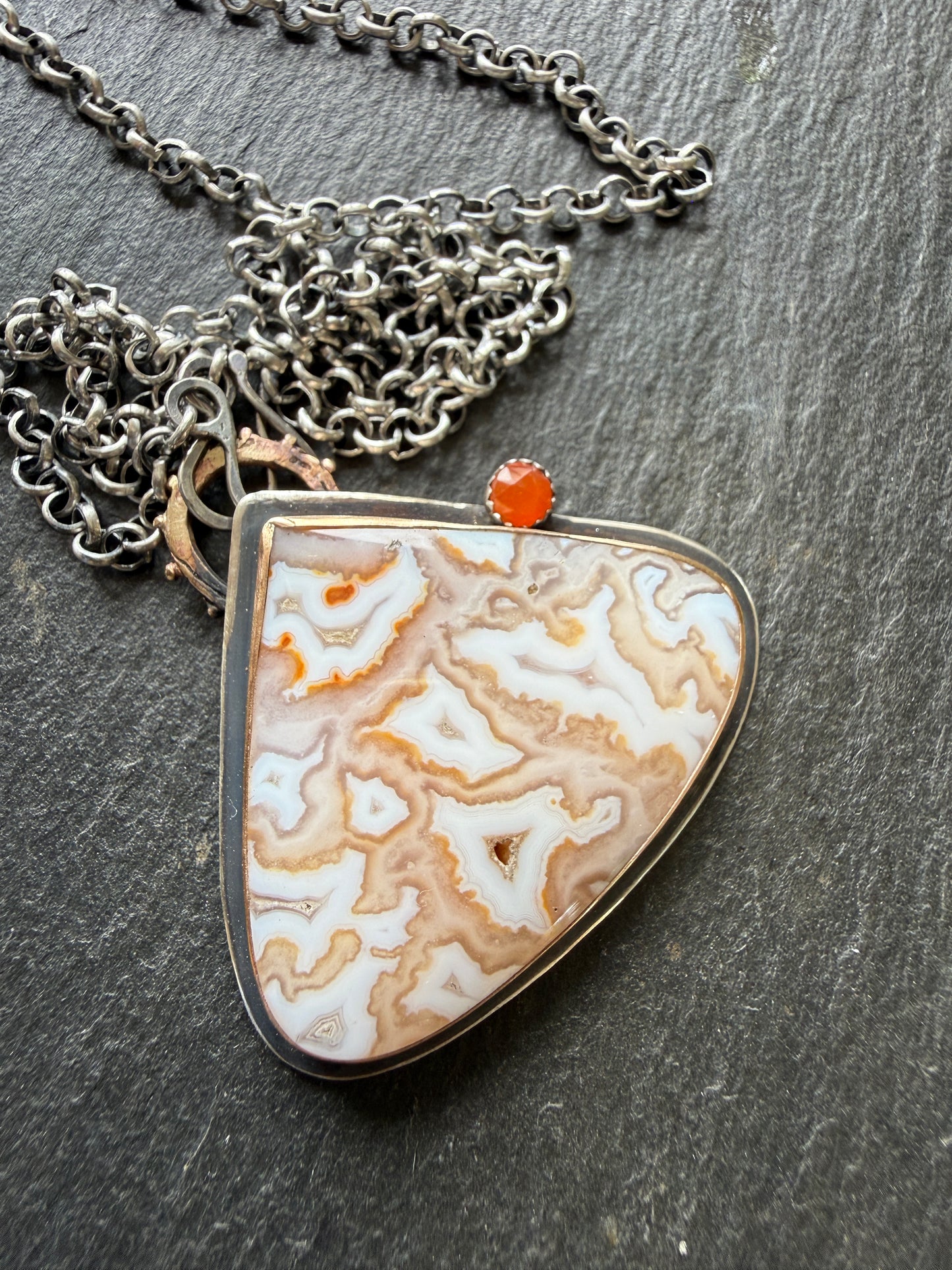 Plume Agate Pendant with Citrine