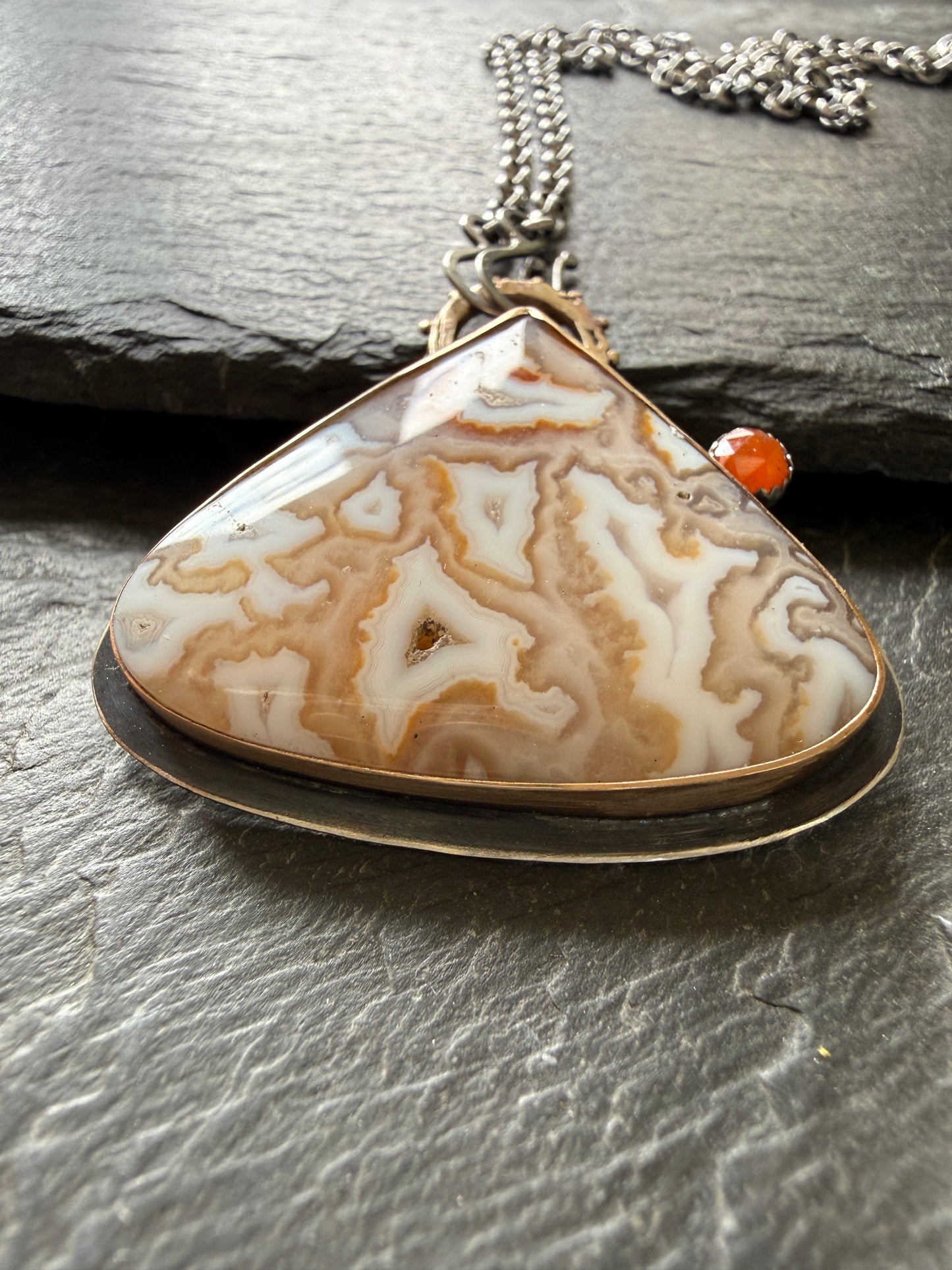 Plume Agate Pendant with Citrine