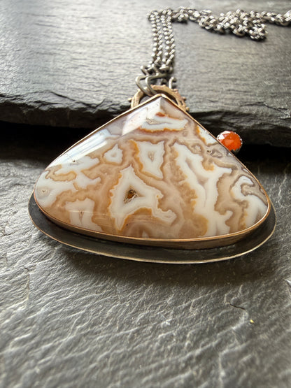 Plume Agate Pendant with Citrine