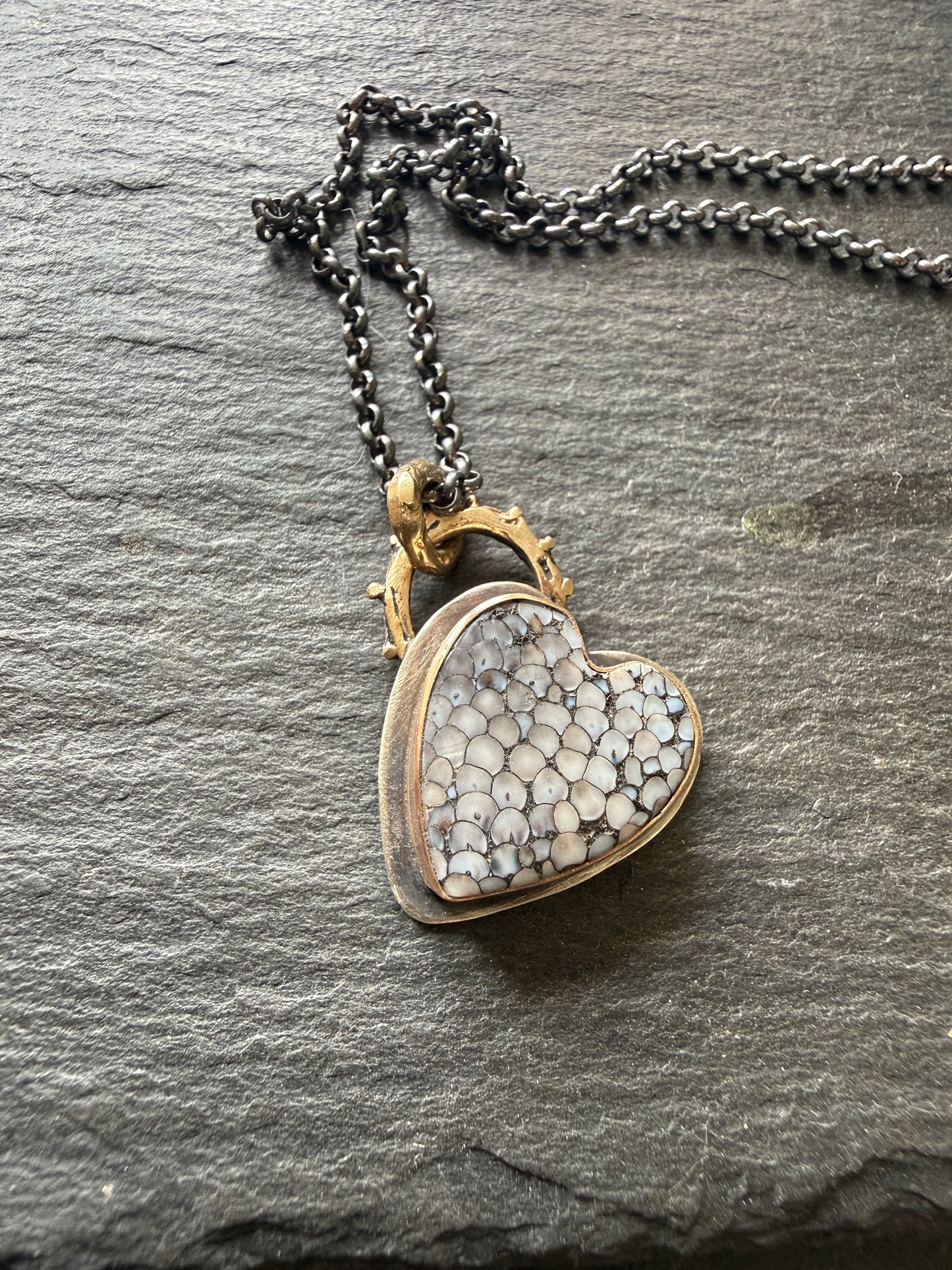 Wrasse Snakeskin Heart Pendant