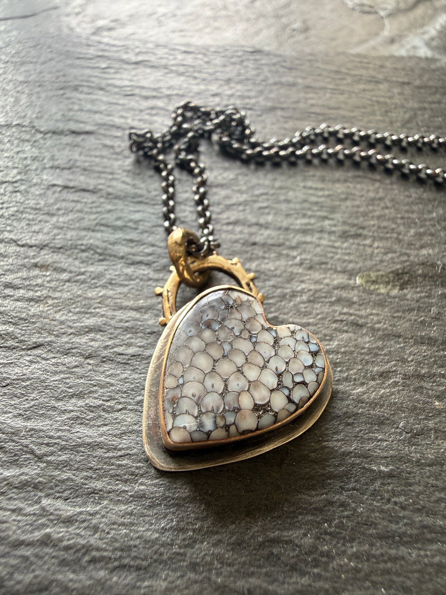 Wrasse Snakeskin Heart Pendant