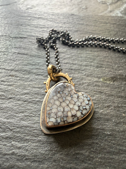 Wrasse Snakeskin Heart Pendant