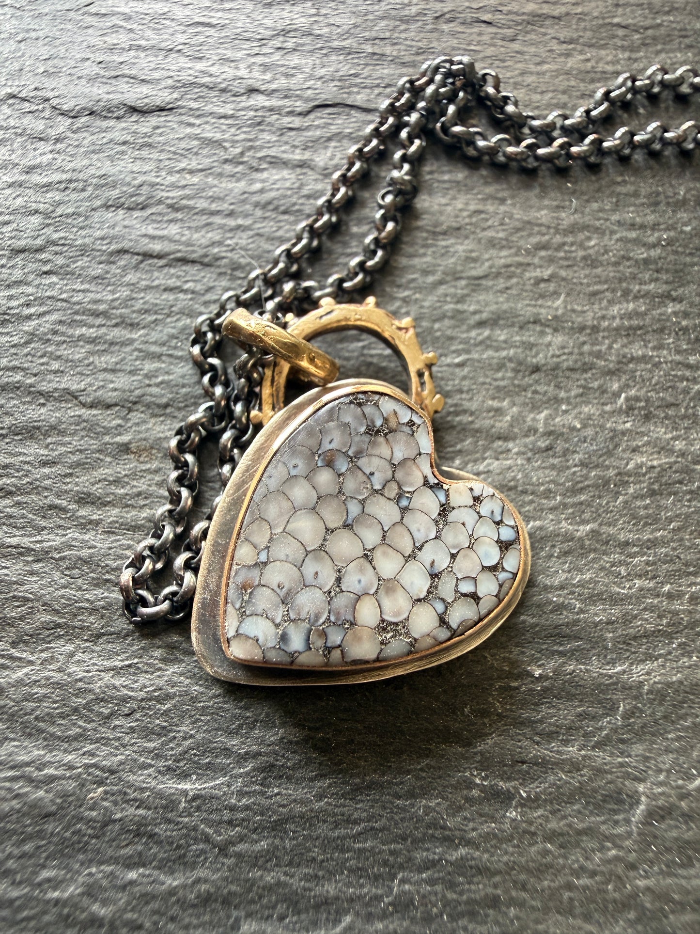 Wrasse Snakeskin Heart Pendant