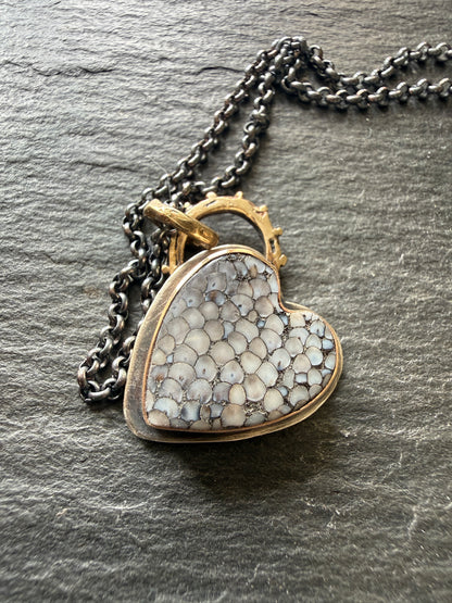 Wrasse Snakeskin Heart Pendant