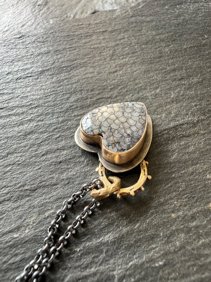 Wrasse Snakeskin Heart Pendant