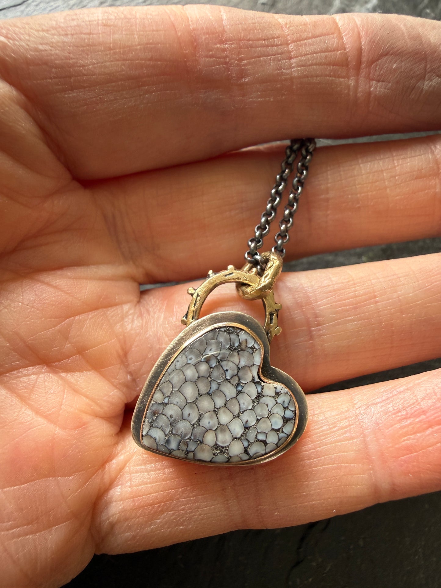 Wrasse Snakeskin Heart Pendant