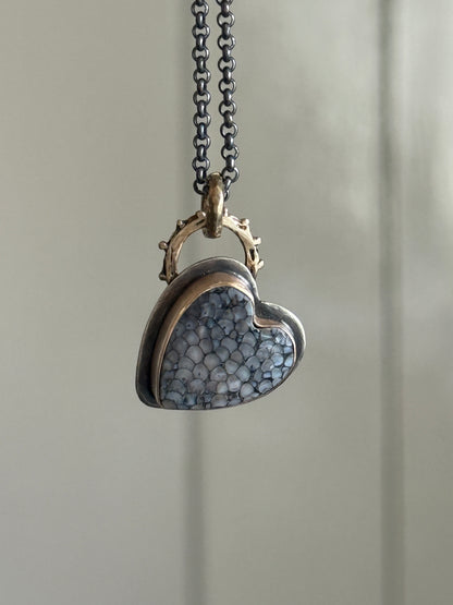 Wrasse Snakeskin Heart Pendant