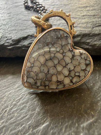 Wrasse Snakeskin Heart Pendant