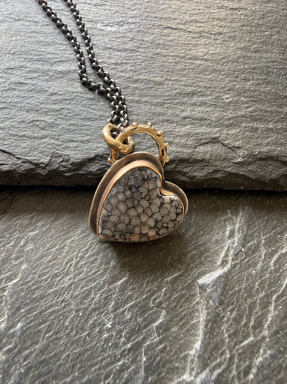 Wrasse Snakeskin Heart Pendant