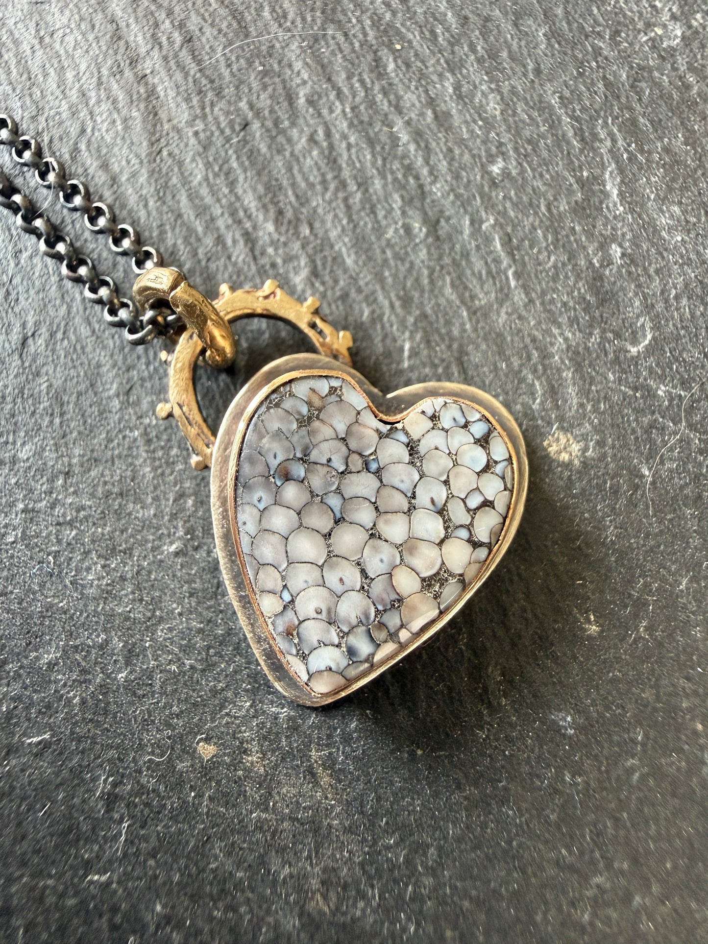 Wrasse Snakeskin Heart Pendant
