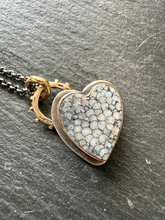 Wrasse Snakeskin Heart Pendant