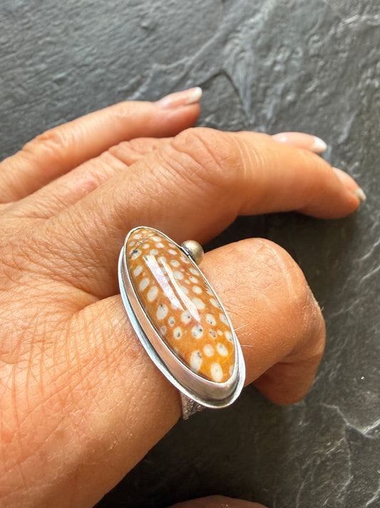 Fawn Jasper Ring US 7 UK N 1/2