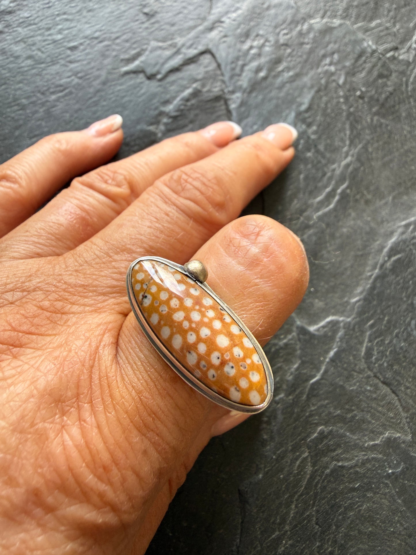 Fawn Jasper Ring US 7 UK N 1/2