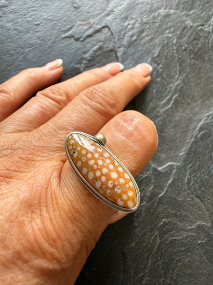 Fawn Jasper Ring US 7 UK N 1/2