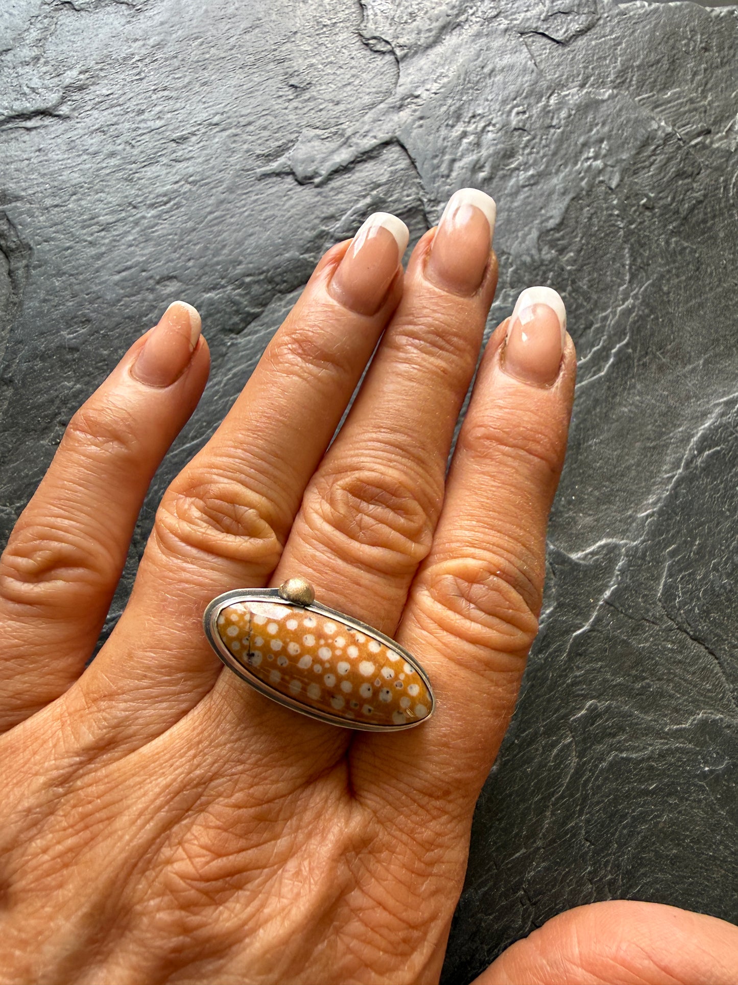 Fawn Jasper Ring US 7 UK N 1/2