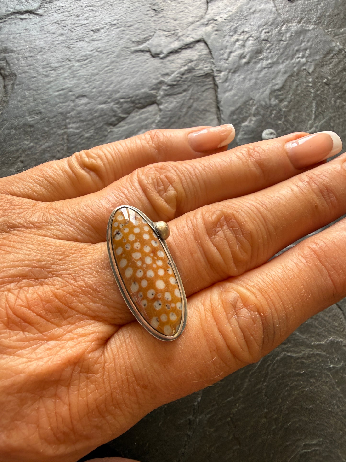 Fawn Jasper Ring US 7 UK N 1/2