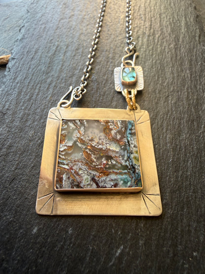 Chrysocolla and Tourmaline Pendant