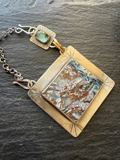 Chrysocolla and Tourmaline Pendant