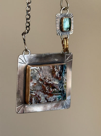 Chrysocolla and Tourmaline Pendant