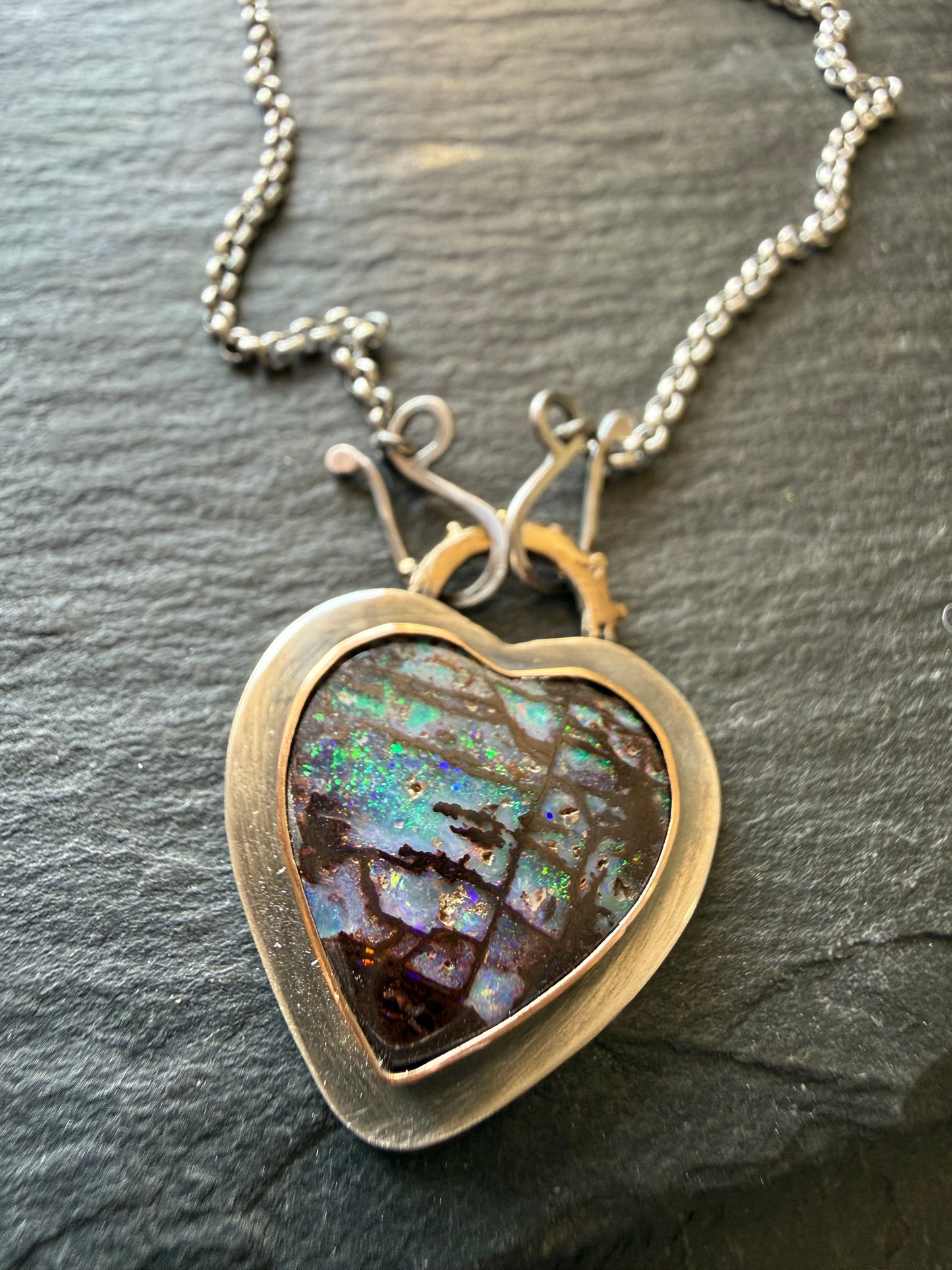 Opal Heart Pendant