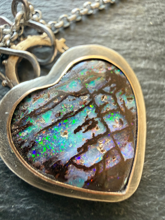 Opal Heart Pendant