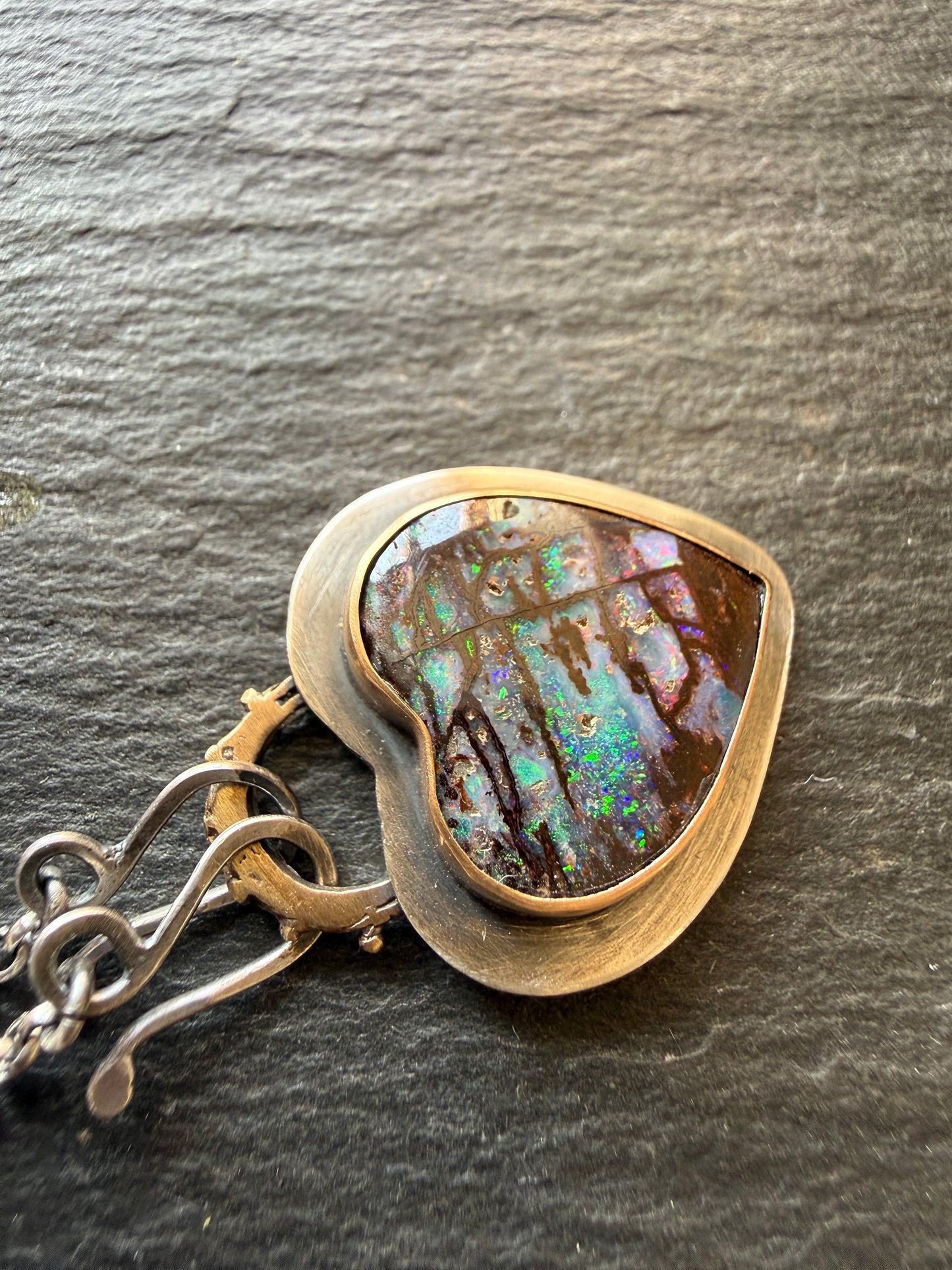 Opal Heart Pendant