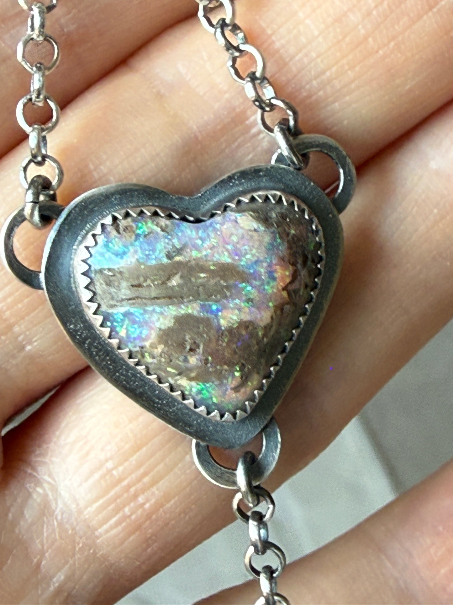 Y Necklace Boulder Opal & Amethyst