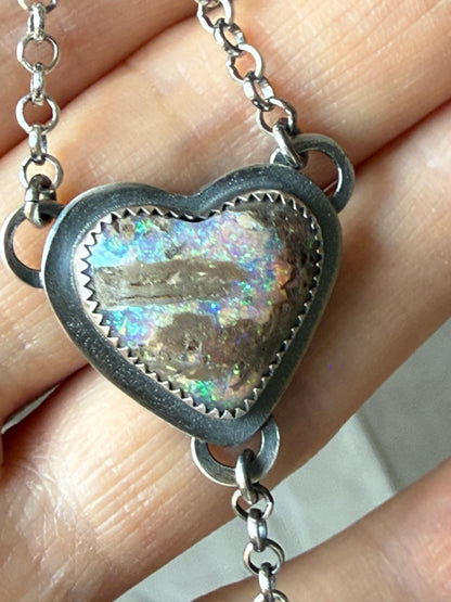 Y Necklace Boulder Opal & Amethyst