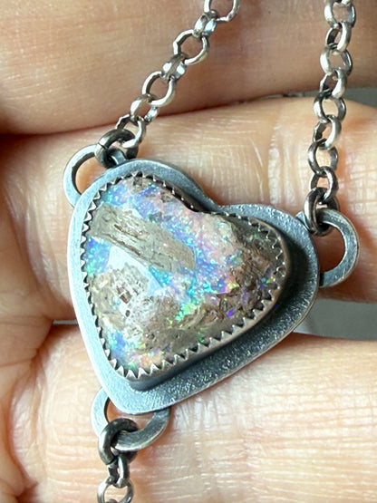 Y Necklace Boulder Opal & Amethyst