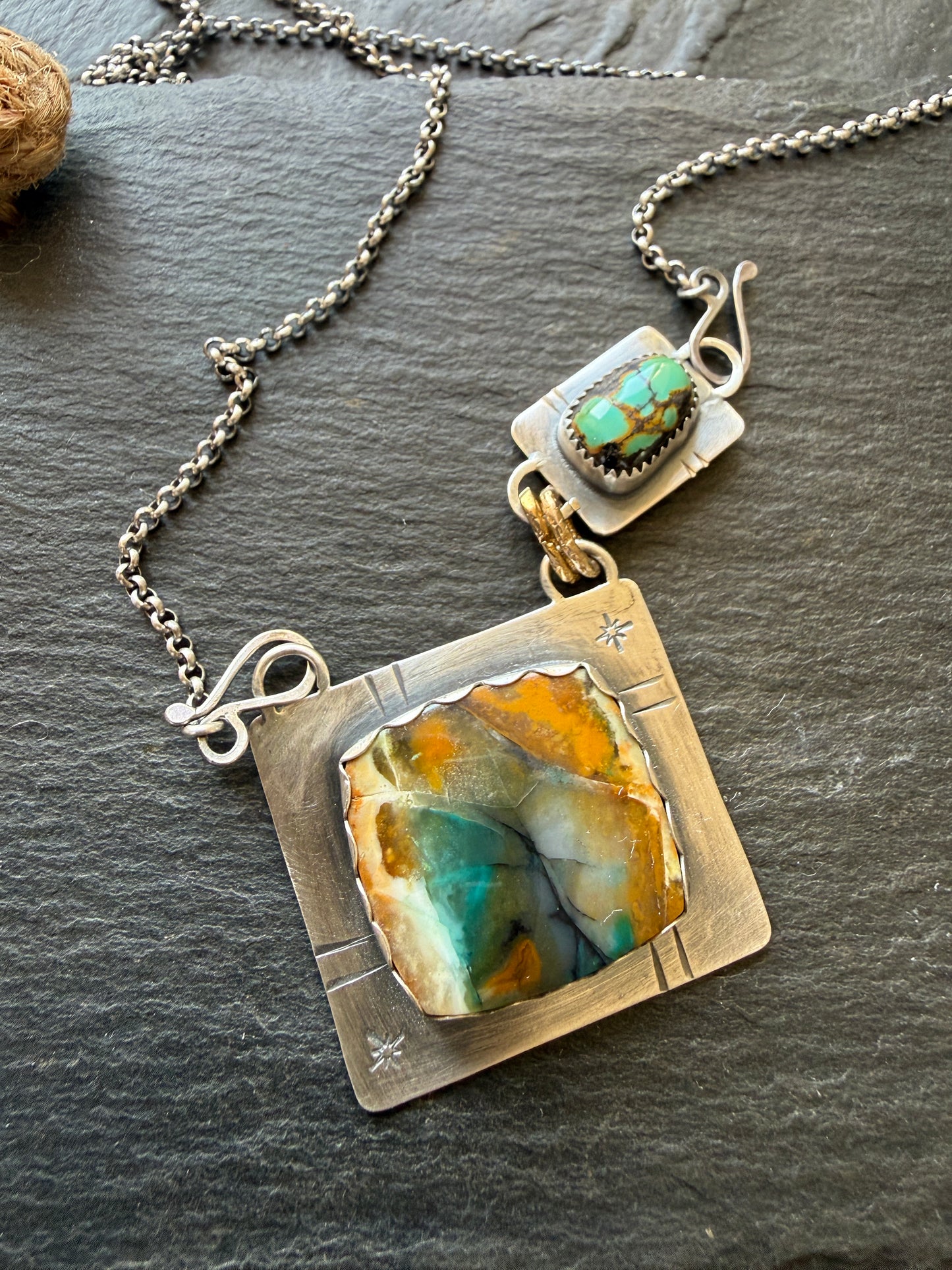 Turquoise and Agate Pendant
