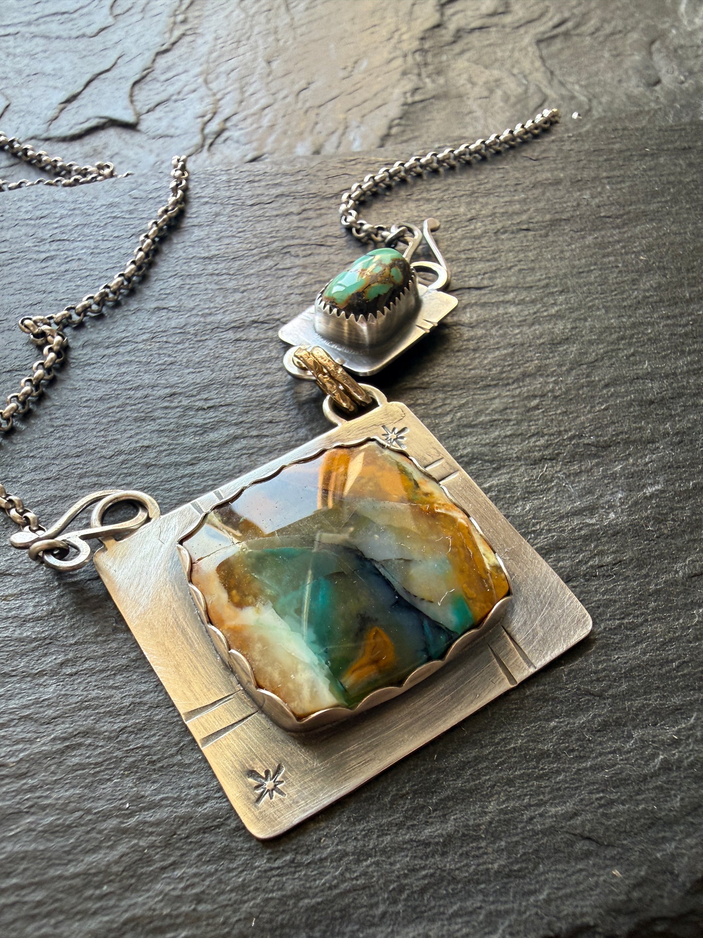 Turquoise and Agate Pendant
