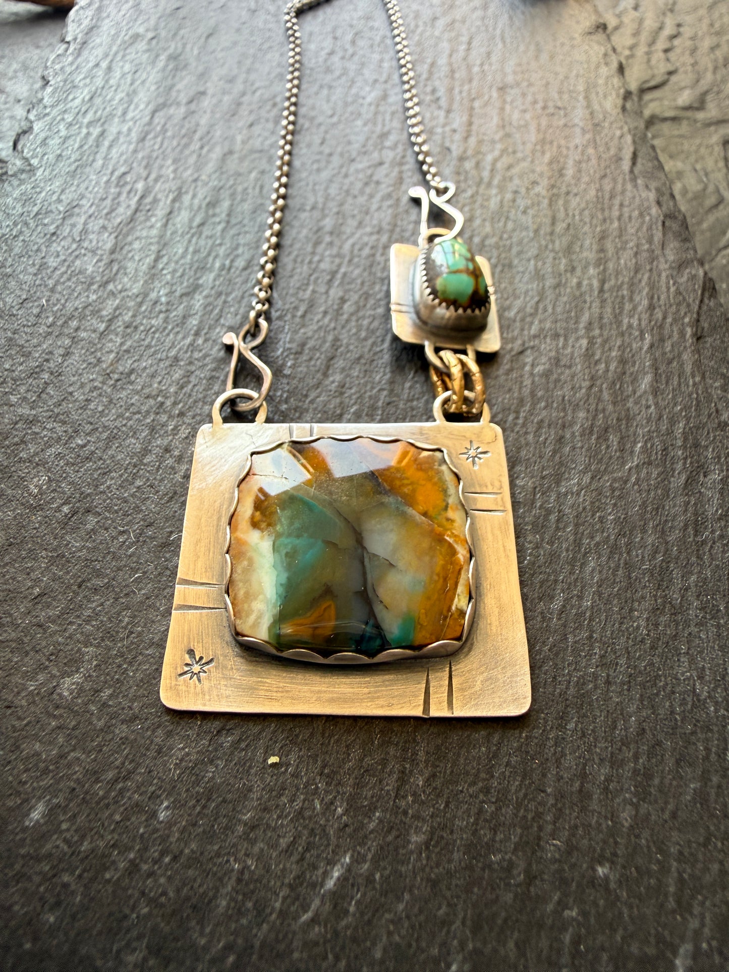 Turquoise and Agate Pendant