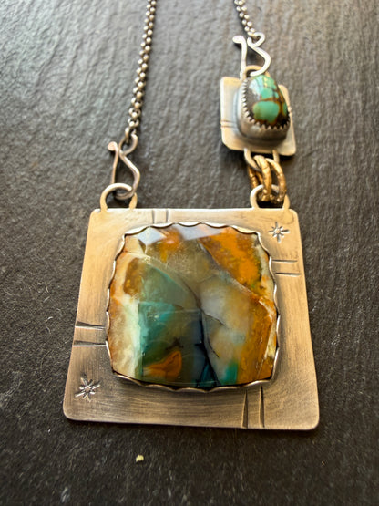 Turquoise and Agate Pendant