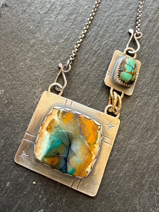 Turquoise and Agate Pendant