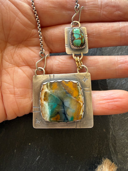 Turquoise and Agate Pendant