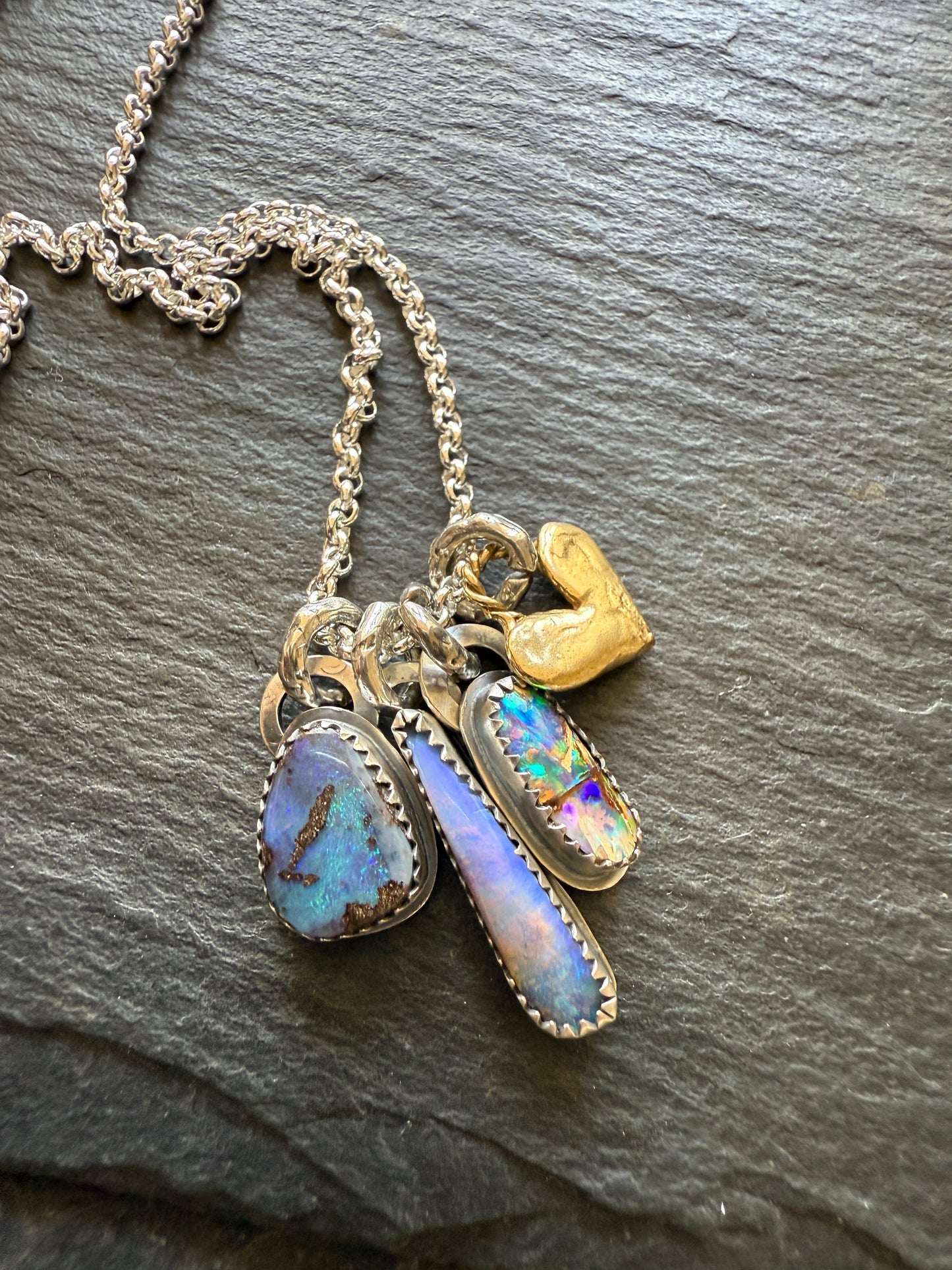 Dainty Multi Charm Opal Necklace