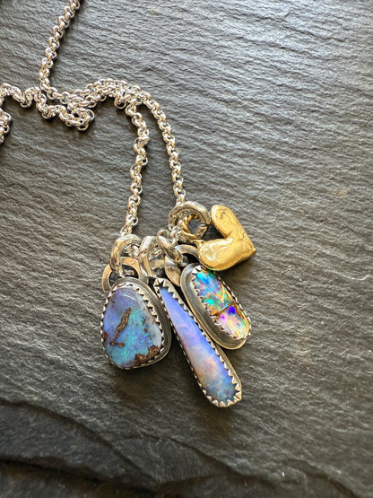 Dainty Multi Charm Opal Necklace