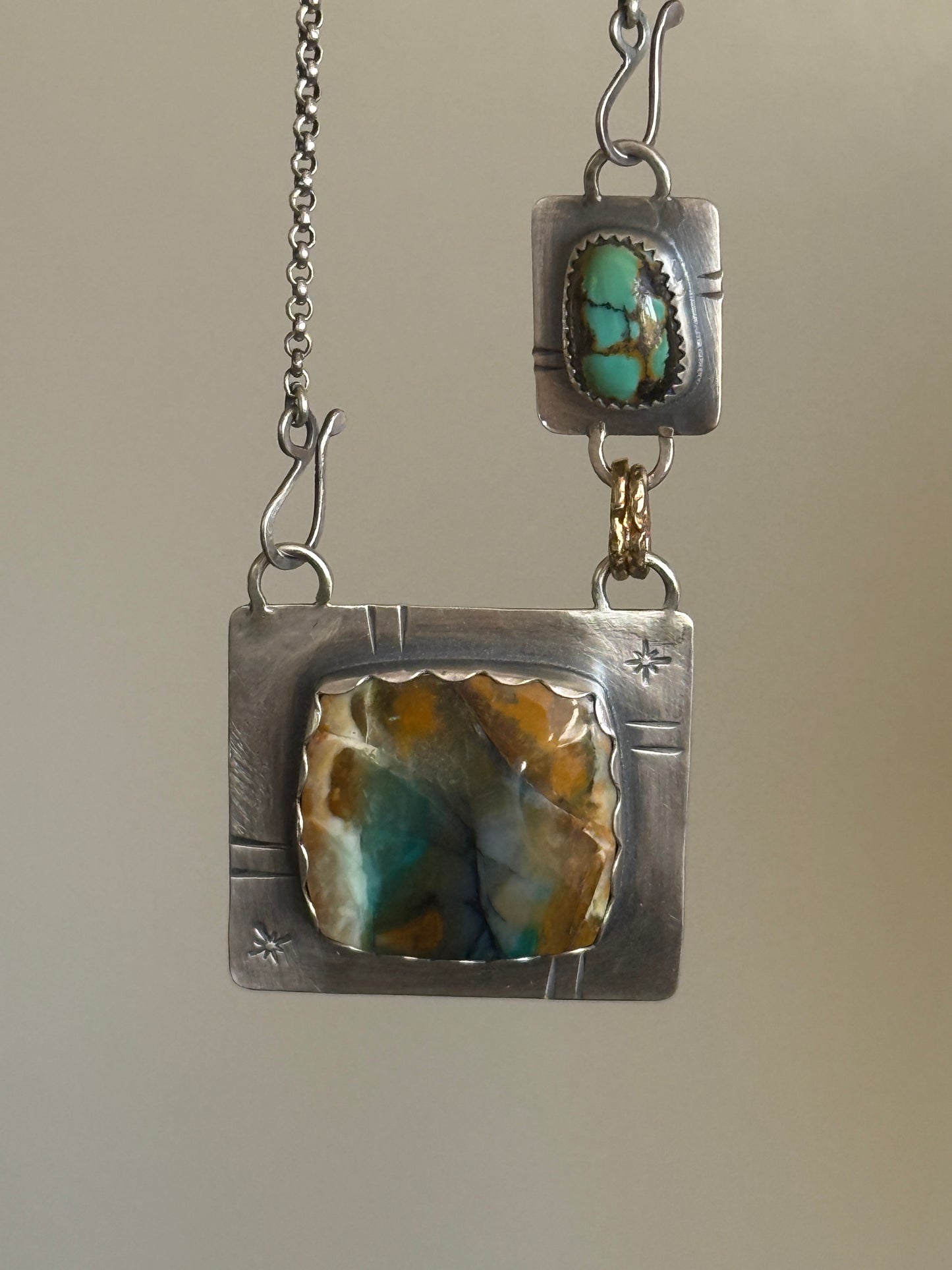 Turquoise and Agate Pendant