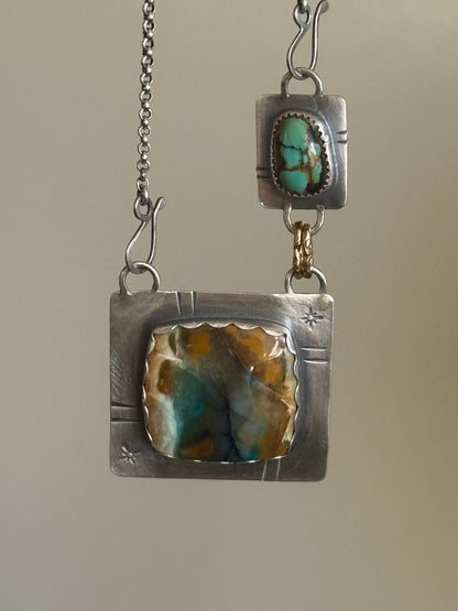 Turquoise and Agate Pendant