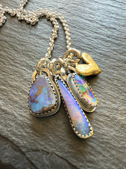 Dainty Multi Charm Opal Necklace