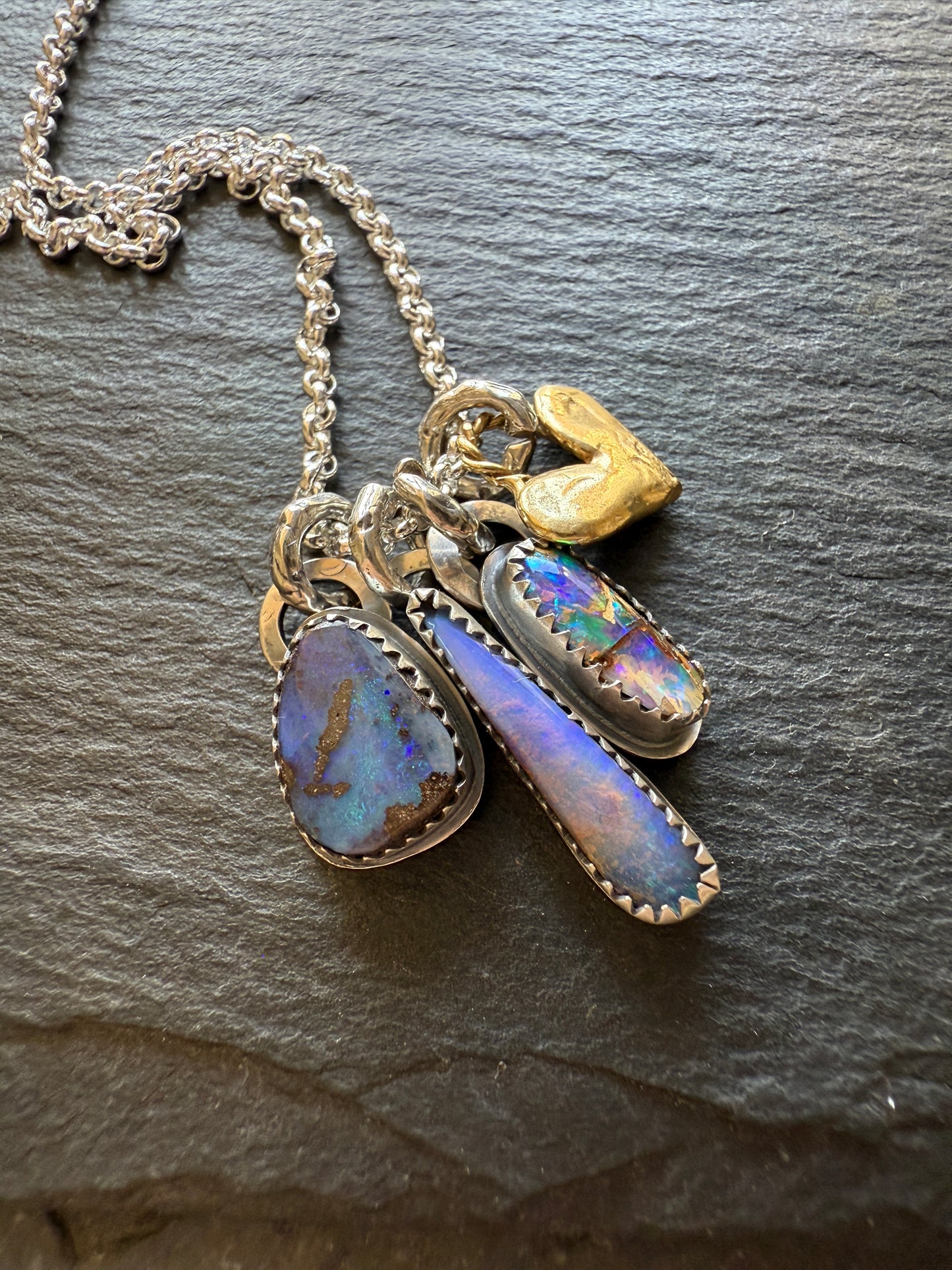 Dainty Multi Charm Opal Necklace